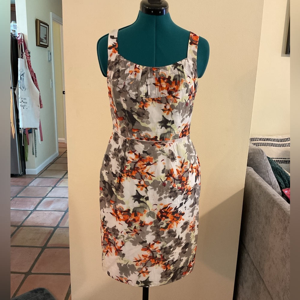 Banana Republic Floral Midi Dress - Orange and Gray